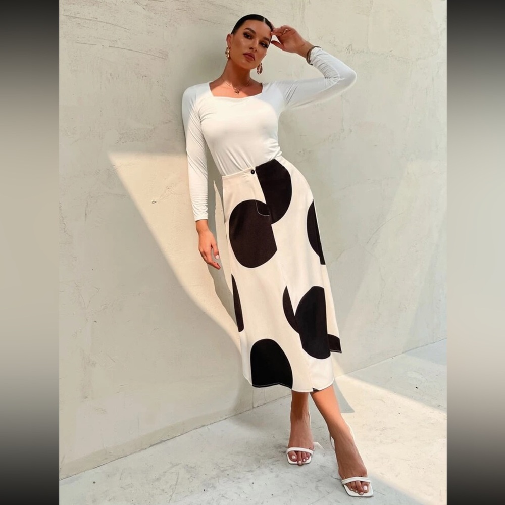 High Waist Polka Dot Skirt